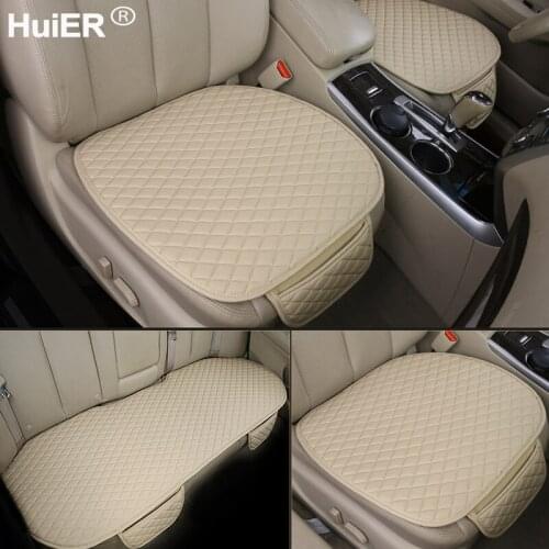 HuiER 4 Colors Car Seat Cushions Artificial Leather Non-slip Universal Car Seat Covers Auto Chair Pad 3-piece Set Seat Protector