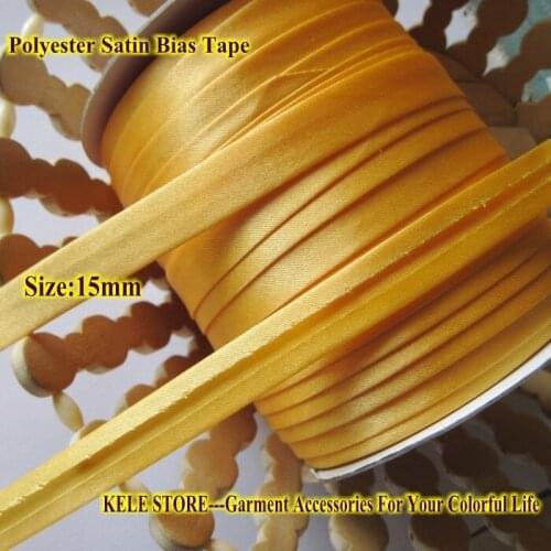 Free shipping--Polyester Bias Tape size: 15mm ,Gold yellow for DIY making,Garment Accessories,handmade for dress sewing material