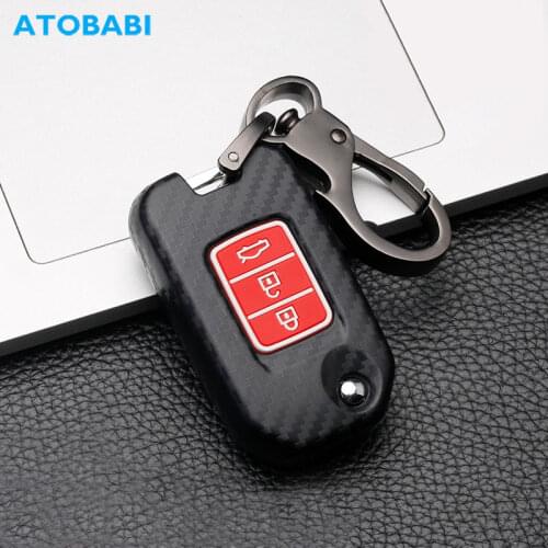 Carbon ABS Plastic Car Key Cover For Honda Civic Crider Accord Vezel Pilot 2 3 Buttons Folding Keychain Remote Fob Protect Case
