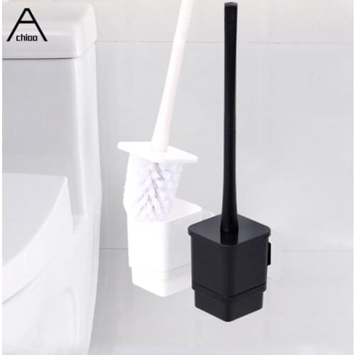 Black Toilet Brush with Holder Plastic Wall-mounted Corner Brushes Modern Bathroom Cleaning Tool Set WC Washing Accessories