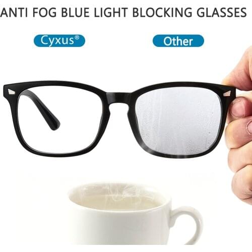 Cyxus 2021 New Anti Fog Anti Blue Light Multifunction Fshion Glasses Black Frame & Transparent Lenses for men women 8682T01