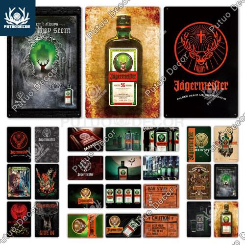 Putuo Decor Jagermeister Metal Sign Vintage Tin Signs Metal Plate Plaque Metal Wall Decor for Pub Bar Man Cave Wall Decoration