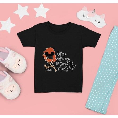 Chase The Wind Touch The Sky Letters Pattern Children T-shirts Summer New Products Disney Series Harajuku Short Sleeve Comfort