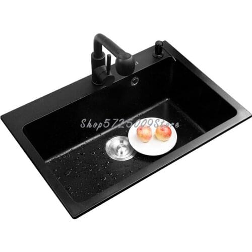 Quartz Stone Sink Sink Large Single Sink Sink Home Kitchen Sink Granite Black Thickened