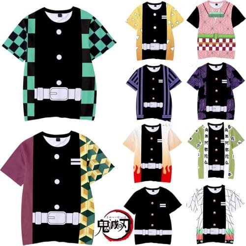 Anime Demon Slayer Kimetsu no Yaiba Tanjiro Cosplay Costume T-shirt Anime Kamado Tanjirou t shirt Men Women Casual tshirt tee
