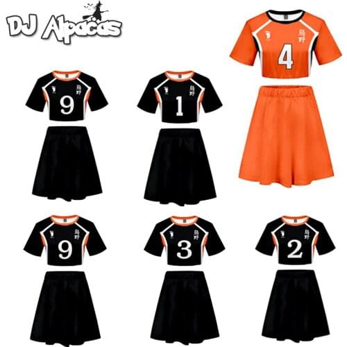 Haikyuu Shirt skirt Set Shoyo Hinata Cosplay Costume Women Sportswear Shirt Jerseys Volleyball Juvenile Anime Character