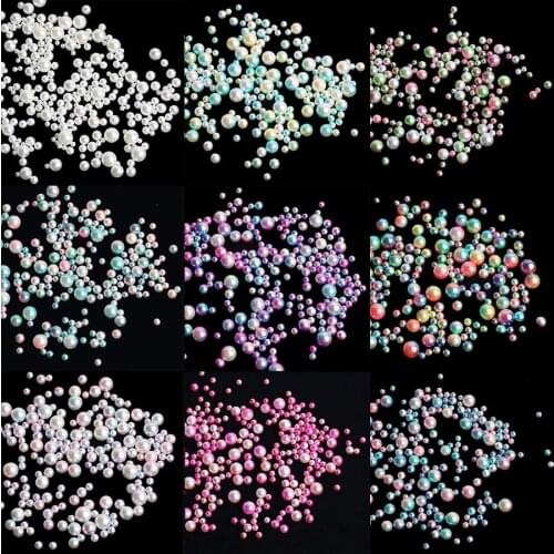 Mix Size 200pcs ABS Imitation Pearl No Hole Acrylic Beads Round Pearl Craft DIY Jewelry Making Nails Art Crafts Decorations