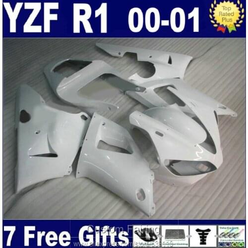 ABS plastic fairing kit for Yamaha YZFR1 00 01 white motorcycel fairings set YZF R1 2000 2001 LK55