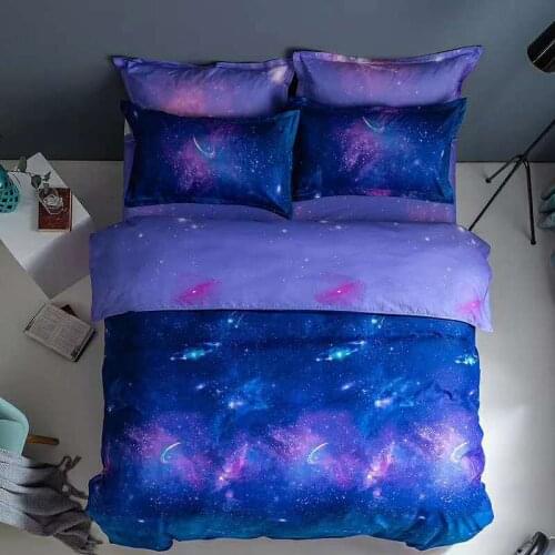 3D Print Blue Starry Sky Pattern Bedding Set, 220 × 240 Duvet Cover Set with Pillowcase, 228 × 228 Duvet Cover