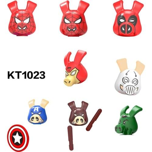 Far From Home Series Spider Cute Cartoon Pig Building Blocks Heads Accessories Compatible Small Figures Toys For Children KT1028