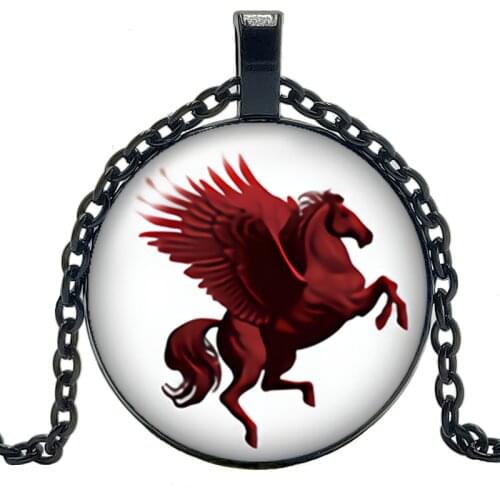 HOT! 2019 New Creative Red Pegasus Glass Cabochon Pendant Fashion Charm Girl Jewelry Horse Necklace When The Decoration