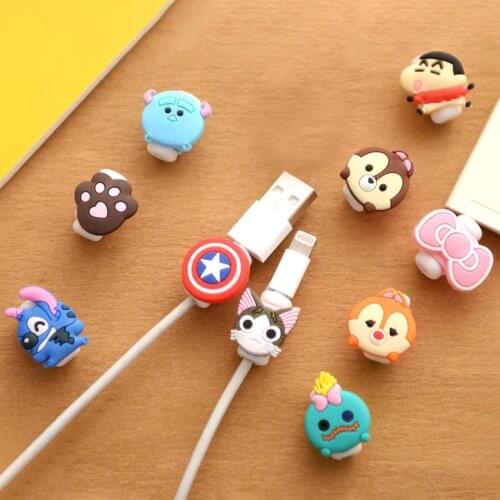 Lovely Cartoon Data line Protector Charger USB Cable Winder Protective Case Saver Earphone Cord Protection Sleeve Wire Cover