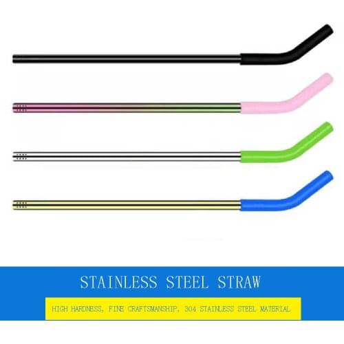 Reusable Stainless Steel Straws Set With Cleaner Brush Silicone Tips Filter Straight Bent Straw Milk Drinkware Party Accessory