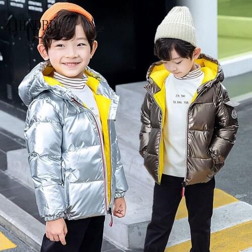 Fashion Winter Coat Down Jacket for Boys Clothes 3-16 Y Childrens Clothing Thicken Outerwear White Duck Down Silver Parka Kids