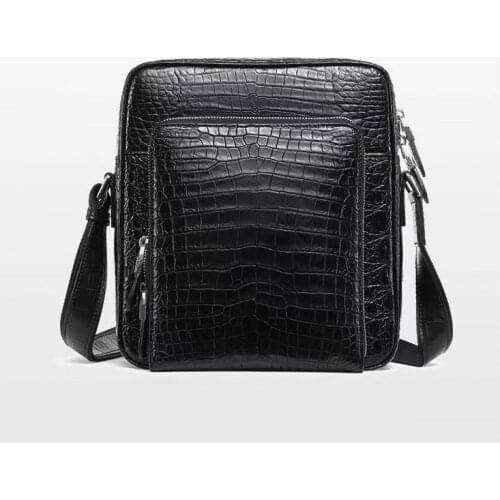 Business Style Genuine Crocodile Belly Skin Male Small Purse Mens Shoulder Bag Authentic Alligator Leather Messenger Bag