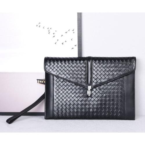 Clutch Male Leather Mens Clutches Bag 2021 New Luxury Brand Bag Woven Designer Handbag Real Leather Top Quality Handmade Kiting