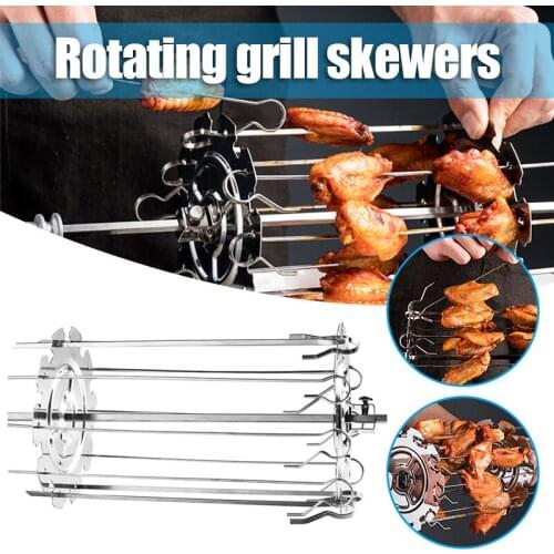 New Stainless Steel Rotating Skewer System Electric Oven Accessories Fits for Home Any Rotisserie Grill Rods