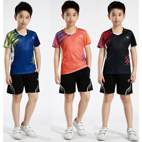 New Children short sleeve Badminton shirt set,boys sports Table Tennis shirt,girls tennis shirt suit,sport training jerseys B121