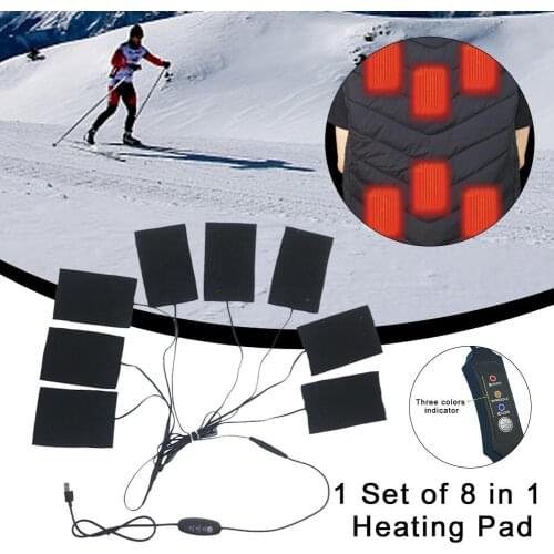 Clothes 8 In 1 Heating Pad With USB Charging 5V2A Carbon Fiber Heating Pad Electric Heating Sheet For Clothes Vests Underwear
