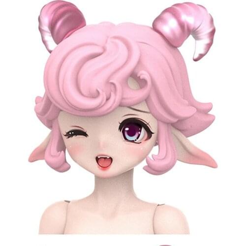 HeHeBJD Resin wigs and horn for 1/4 size doll Neeko ( Neeko wigs), ** without head