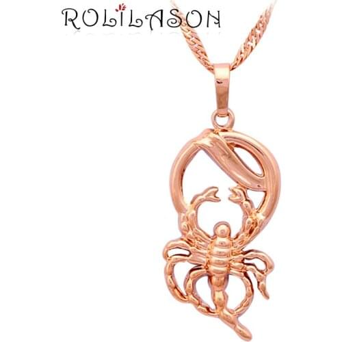 ROLILASON 12 Constellation Scorpio design glittering golden tone Fashion Jewelry Necklace Pendants for gift LN441