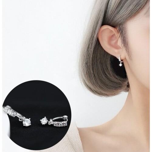 925 Silver Earrings for Women Circle Earrings Jewelry Accessories Wholesale Trendy Crystal Earrings Party