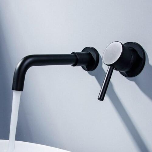 Hot And Cold Water Bathroom Faucet Wall Mount Mixer Sink Tap Wash Basin Swivel Spout Bath Single Handle Concealed Faucet