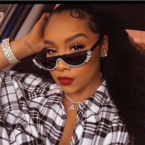 Cat Eye Sunglasses Women Luxury Brand glasses Rhinestone Decoration Cat Eyes Sunglasses Vintage Shades semi rimless glasses