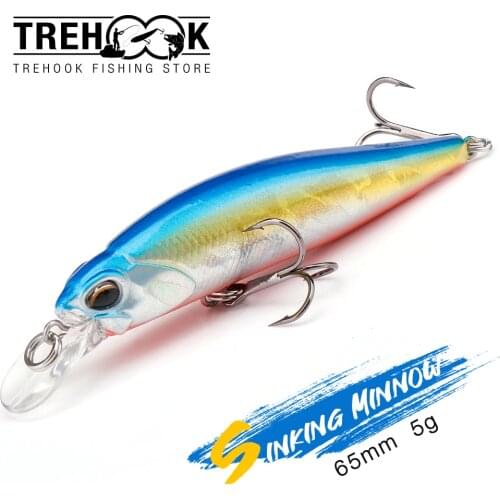 TREHOOK Sinking Minnow Wobblers For Pike 65mm 5g Silent Crankbaits Fishing Lure Trout Artificial Bait Minnow Fishing Accessories