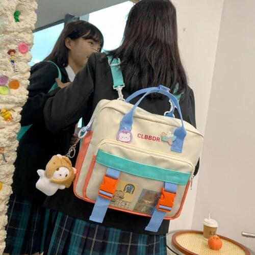 Panelled Multi-purpose Backpack Women Cute Shoulder School Bags for Teenage Girls Harajuku Japanese Soft College School Backpack