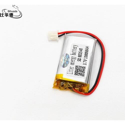 XHR-2P 2.54 3.7V polymer lithium battery with high rate battery 1000mAh 802540