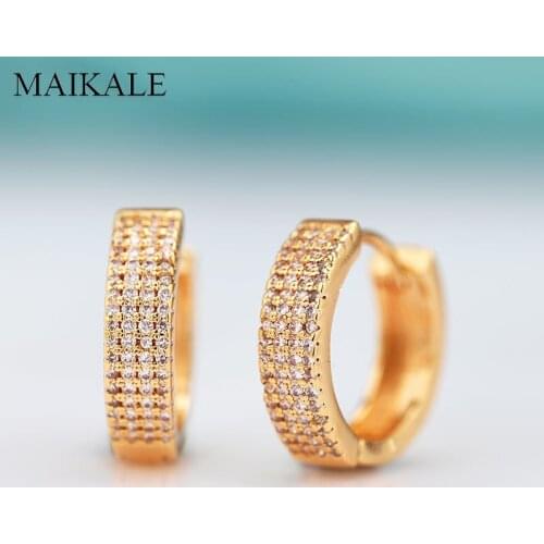 MAIKALE New mosaic Cubic Zirconia Hoop Earrings For Women Fine Jewelry Rose Gold Earrings Wedding Party Anniversary Jewelry