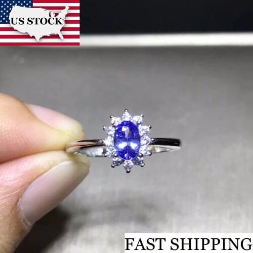 Natural Tested Tanzanite Gemstone Ring, 925 Sterling Silver, 4*6mm Gemstone Jewelry, Wedding Anniversary Ring for Women FJ272