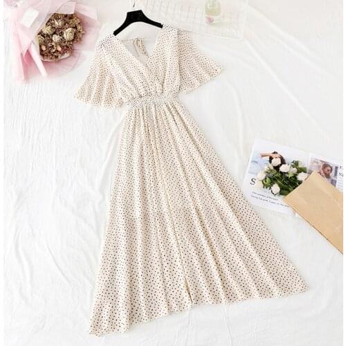 Women Chiffon Floral Summer Dress 2021 Long Vintage Elegant Korean Party Dress Fairy Boho Retro Casual Vacation Dresses