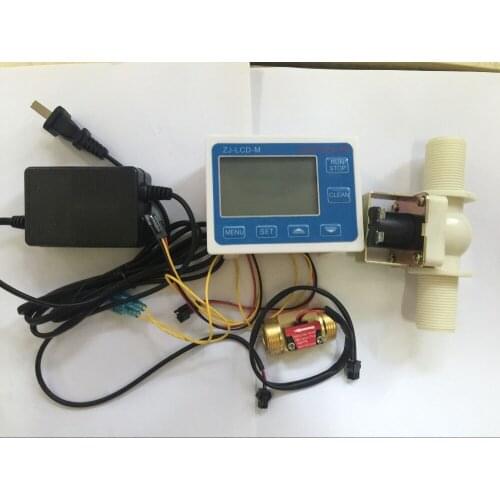 ZJ-LCD-M flow Meter Controller With 3/4" Valve +Flow Sensor 3/4 +Power Supply Charger