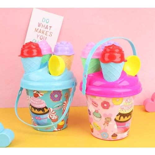 1set Children Outdoor Beach Ice Cream Bucket Model Play Sand Sandpit Play Toys Random Color