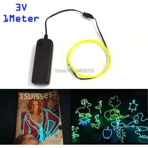 1 Meter by DC3V Flexible 1.3mm 360 Degrees Of Illumination EL Wire Set Glow Party Supplies Neon Light For Holiday DIY Decoration