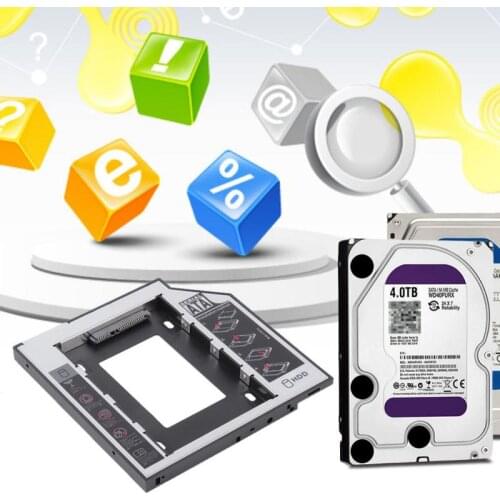 12.7mm 2nd HDD Caddy Aluminum Optibay SATA 3.0 Hard Disk Drive Box Enclosure DVD Adapter 2.5 SSD 2.5" 2TB for Laptop CD-ROM