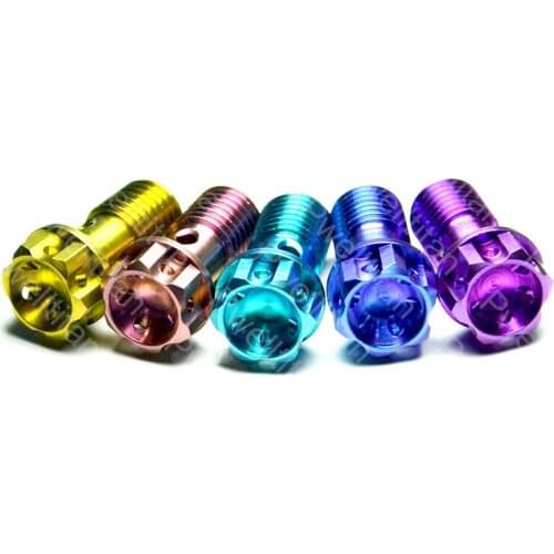 2 PCS M10 Titanium Bolt Brake Oil Hose Screw Banjo 1.0 1.25 High Quality Master Cylinder Motorcycle Universal Tube Tubing Screws