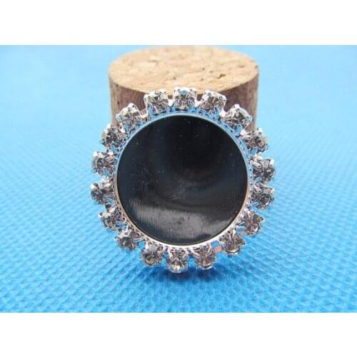 200pcs White Rhinestone Flatback Round Copper Pendant Charm Finding,Base Setting Tray Bezel,fit 20mm Cabochon Picture Cameo