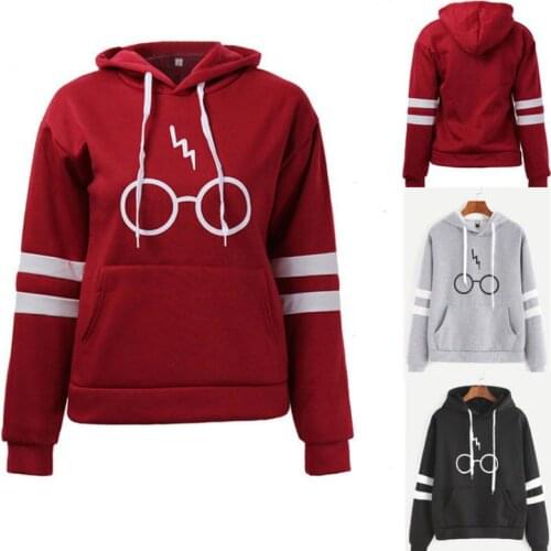 2021 Glasses Print Women Sweatshirt Hoodies Slim Tracksuit Top Clothes Harajuku Woman Pullover Long Sleeve StripesTops