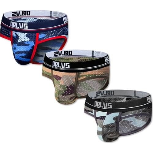 3 PCS/LOT Brand Fashion Underpants Men Briefs Mesh Camougflage Quick Dry Male Panties Cueca Tanga Hombre Soft Low Waist