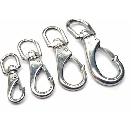 304 Stainless Steel M4/5/6/7 Multi-use Boat Swivel Eye Snap Hook Size #0 #1 #2 #3 Silver