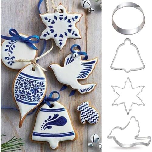 4pcs patisserie reposteria Rattles Bird Snowflake Cookie Cutter Metal Molds Fondant Cake Decor DIY Biscuit Chocolate Paste Mould