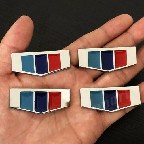 4pcs Metal M Sport Tricolor Flag Car Fender Trunk Emblem Badge Decal Sticker
