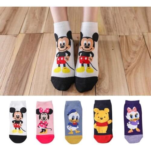 5 Pairs/Lot women socks Casual Korea cartoon animal socks Cotton Cute girl funny mouse duck ankle socks size 35-41 dropshipping
