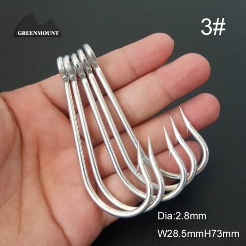 5pieces 3# Jig Fishing Hooks Large Size KIRBY SEA WITH RING