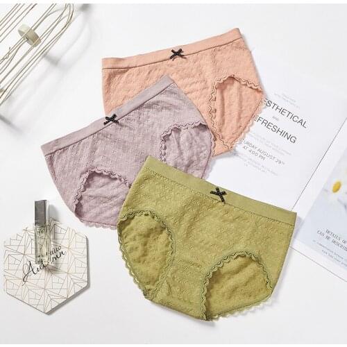 5Pcs Graphene Underwear After Pregnant Womens Soft Panties Middle Waist Breathable Hip Lifting Little Bow Young Girls Briefs