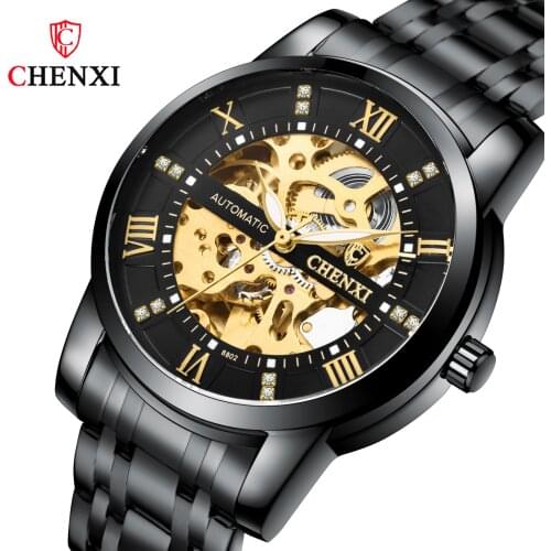 Fashion CHENXI Top Watches Mens Automatic Self-Wind Mechanical Wristwatches Male Luxury Stainless Steel Clock Relogio Masculino