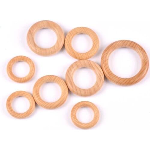 Wood teething beads Beech Wooden Great Ring for Jewelry, Teethers, Ring Toss Games and More 40-70mm 2pcs MT2231